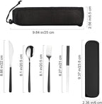 VANRA 4-Piece Portable Travel Utensils Set with Case 18/8 Stainless Steel Flatware Set Reusable Cutlery Set with Fork Spoon Knife Chopstick for Lunch Travel Camping School Work Picnic (Black)