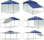 KAMPKEEPER 10x10 Easy Pop Up Canopy Tent with Sidewalls, Instant Outdoor Shade Shelter with Removable 10FT Sun Walls, Quick Setup Waterproof and UV-Resistant for Patio (Navy Blue, 2 sidewall)