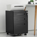 3-Drawer Mobile File Cabinets Rolling Metal Filing Cabinet for Legal & Letter File Anti-tilt Design with Lock Under Desk Office Drawers Fully Assembled Except Casters Black(Style 3)