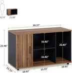 Tribesigns 39 inches File Cabinet, Large Storage Printer Stand, Mobile Filling Office Cabinet with Wheels, Doors and Open Storage Shelves,Dark Walnut