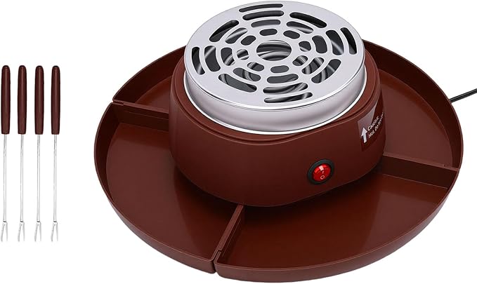 TOPINCN 2 in 1 Electric Smores Maker Fondue Pot Smores Roaster Kit Indoor Tabletop Marshmallow Melter with 4 Roasting Forks Detachable Trays for Family Gatherings Game Nights (US Plug 110V)