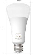 Philips Hue Smart 100W A21 LED Bulb - White and Color Ambiance Color-Changing Light - 4 Pack - 1600LM - E26 - Indoor - Control with Hue App - Works with Alexa, Google Assistant and Apple Homekit.