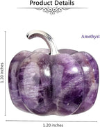 Jovivi Amethyst Crystal Pumpkin Figurine, 1.2" Mini Carved Gemstone Pumpkin Statue Decor Healing Stones Decorative Ornaments for Fall Harvest Thanksgiving Halloween Decorations Home Decor