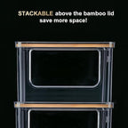 Hudgan Stackable Storage with Bamboo Top for Laundry Room Organization, Extra Large Trash Bag/Garbage Bag Dispenser, Under Sink Organizer, Pantry Organizers