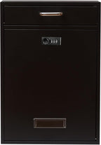 Wall Mounted Locking Vertical Dropbox Mailbox - Safe and Secure (Large) | Made with Galvanized Steel (Black Combination Lock)