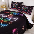 Cute Unicorn Comforter Sets Rainbow Soft Girls Comforter Sets 3pc Pink Flower Girl Unicorn Bedding Sets