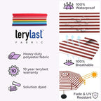 Midtown Umbrellas Push and Pop 10 Feet Outdoor Umbrella, Red/White Stripes Polyester Fabric - Fiberglass Ribs Deck Patio Umbrella, Backyard Umbrella, Garden Umbrella & Pool Umbrella - Black Pole