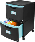Storex 61315A01C File Cabinet, 1-Pack, Black/Teal