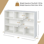 Giantex Wood 8 Cube Bookcase, Open Freestanding 3-Tier Bookshelf, Multipurpose Display Shelf for Living Room, Bedroom, Children's Playroom, Reading Room