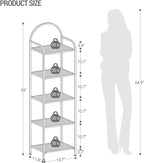 Bookcase Bookshelf, Tempered Glass Bookshelves, Slim Shelving Unit for Bedroom, Bathroom, Home Office, Steel Frame, 5 Tier Gold BC05001G