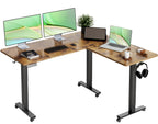 Claiks L Shaped Standing Desk Adjustable Height, Dual Motor Electric Corner Standing Desk, 63x55 inch Sit Stand up Desk with Splice Board, White