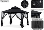 MASTERCANOPY Outdoor Garden Gazebo for Patios with Stable Steel Frame and Netting Walls (9x9,Black)
