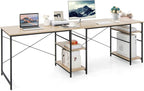 L-Shaped Home Office Desk, Corner Computer Desk w/Monitor Stand, Reversible PC Desk w/Heavy-Duty Metal Frame, Long Office Desk for 2 Person, Space-Saving Design (Natural)