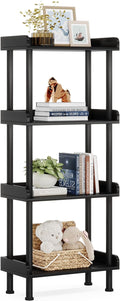 Bookcase Bookshelf, Small Bookshelf for Small Spaces, Wooden Book Shelf Small Bookcase for Living Room Bedroom, Rustic Etagere Bookshelves Bookcases Storage Organizer, 4-Tier Black