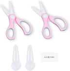 Ceramic Baby Food Scissors - Portable Shears - Healthy Food Cutter with Dust Cover and Storage Case - Cuts Meat, Chicken, Vegetables, Fruits (2-Pack) (Pink - 2 pack)