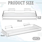 Yalikop 4 Pcs Slatwall Shelves Clear Acrylic Slatwall Shelves Organizer Wall Mounted Hanging Accessories Plastic Panel Display Shelf for Retail Store Boutique Garage Home(Fenced Style,10 x 4 Inch)