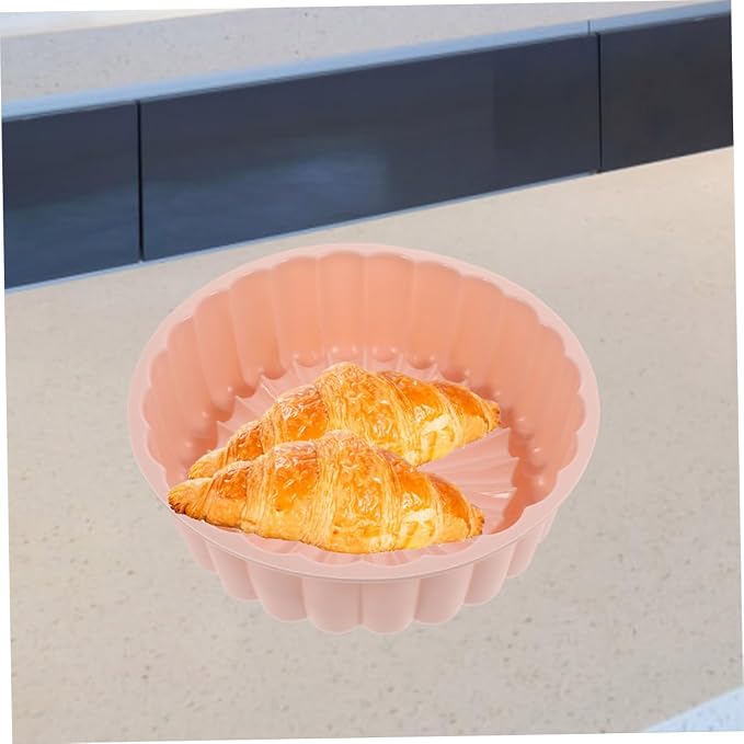 SECFOU 2pcs Food Grade Silicone Cake Pan Round Nonstick for Tart and Cheesecake Baking Up