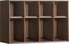 YESWOOD Modular Bookcase Storage Cubes, 100% Solid Rubberwood TV Stand Free Combination, Small Walnut Color Buffet Cabinet for Living Room Bedroom Study