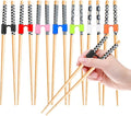 EAEDMY 7 Pairs Training Kid Adult Chopsticks and Trainers for Beginners, Japanese Wooden Beginners Training Chopsticks Helpers Set, Reusable, Dishwasher Safe, L8.86Inch (1.Japanese pattern A)