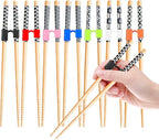 EAEDMY 7 Pairs Training Kid Adult Chopsticks and Trainers for Beginners, Japanese Wooden Beginners Training Chopsticks Helpers Set, Reusable, Dishwasher Safe, L8.86Inch (1.Japanese pattern A)