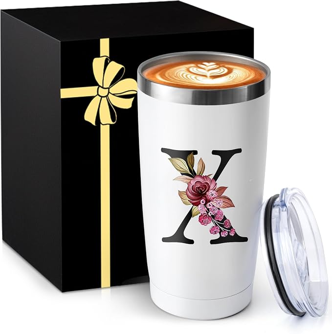 20 Oz Insulated Coffee Cup with Lid Car Tumbler Travel Mug Women Female Teacher Birthday Christmas Holiday Xmas Personalized Unique Custom Inexpensive Present Im Sorry You Are My Sunshine Initial Gift