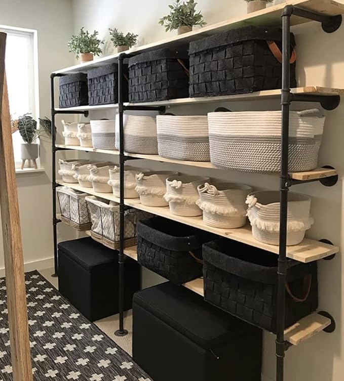 (14“Deep,3pcs)Industrial Retro Wall Mount Iron Pipe Shelf,DIY Open Bookshelf,Hung Bracket,Home Improvement Kitchen Shelves,Tool Utility Shelves, Office Shelves, Bookshelves and bookcases