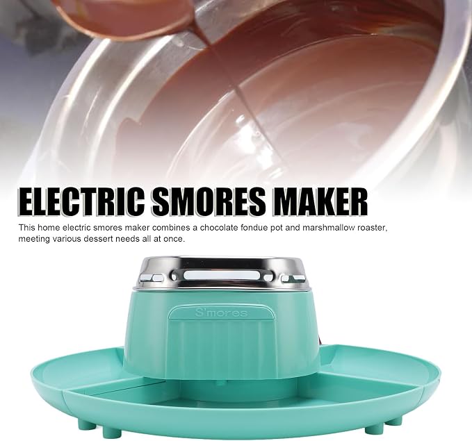 Tabletop Indoor Smores Maker with 4 Tray Electric Chocolate Roaster Adjustable Temperature Removable Trays for Party Gathering (US Plug 120V)