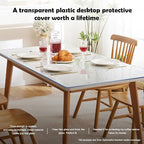 46x72 Inch PVC Clear Table Protector for Dining Room - Rectangular Plastic Transparent Cover Mat Tabletop Pads Vinyl Glass Tablecloth 6ft Long Heatproof Waterproof Pet Feeding Pad