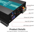 WZRELB 3000W 48V 120V Pure Sine Wave Power Inverter Remote Control with 2 AC Outlets,Car Inverter (RBPRC-300048)