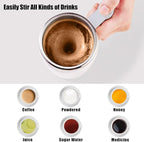 Self Stirring Mug,Rechargeable Auto Magnetic Coffee Mug with 2Pc Stir Bar,Waterproof Automatic Mixing Cup for Milk/Cocoa at Office/Kitchen/Travel 14oz Best Gift - White