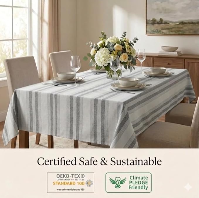 Urban Villa Tablecloth Cotton Tabletop 60x84 (6-8 Seats) Curtis Stripes