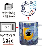 Graduation Gift for Her Bestie Sister Cat Lover, Famous Art Paintings Funny Cat Coffee Mug for Artist Art Lover Teacher, Famous Picture Classic Vincent Aesthetic Canvas Mug