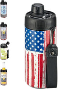 4 In 1 Beer Can Cooler Bottle Holder with Drinking Spout Lid for 12oz Regular, Slim Skinny Cans and Thermal Bottles,Sealed Insulated Double Wall Vacuum Stainless Steel Can Keeps Your Drinks Cold