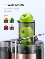 Juicer Machine 800W Centrifugal Juicer with Wide Mouth Feed Chute | For Fruits And Vegetables, Stainless Steel, BPA-Free Parts, Easy To Clean, Rose Gold Finish, Fast Juice Extraction