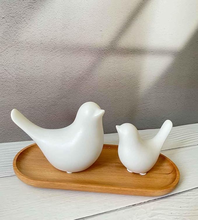 White Bedroom Decor Aesthetic, Ceramic Decor Birds White Decor for Shelves, Small Decor Items for Shelf Decor Accents, Decorative Birds Figurines Decorations for Living Room Table top Decor