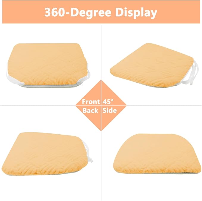 Plush Chair Cushion, Oval Chair Cushion Pad,Ultra Soft Nonslip Seat Pad,Comfortable Chair Cushion Cover,2PCS Memory Foam Chair Seat Cushion for Home Office Kitchen Dining Chairs Yellow