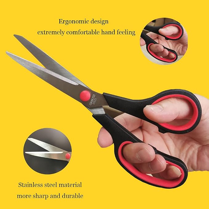 Scissors, Multipurpose office Scissors,8.5 Inch Ultra Sharp Shears, Comfort-Grip Handles Household scissors，Sturdy Sharp Craft Supplies - Pack of 5, Right/Left Hande