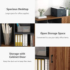 Tribesigns 39 inches File Cabinet, Large Storage Printer Stand, Mobile Filling Office Cabinet with Wheels, Doors and Open Storage Shelves,Dark Walnut
