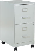 OSP Home Furnishings 2 Drawer Mobile Locking Metal File Cabinet, Grey