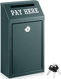 Yaocom Safe Metal Cash Box for Farm Stand – Money Drop and Secure Donation Collection, Wall Mount Lockable Unit with Pre Drilled Holes for Outdoor Self Serve(Dark Green,10.2 x 5.7 x 2.8 Inch)