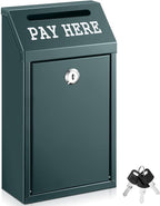 Yaocom Safe Metal Cash Box for Farm Stand – Money Drop and Secure Donation Collection, Wall Mount Lockable Unit with Pre Drilled Holes for Outdoor Self Serve(Dark Green,10.2 x 5.7 x 2.8 Inch)