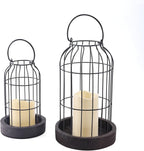 PHOSPHOR Home Decor Candle Lanterns, Set of 2 Rustic Cage Candle Holder, Tian Yuan Nong she，for Living Room, Fireplace Mantle, Dining Table Centerpieces Home Kitchen Decor