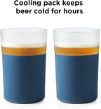 Rabbit Freezable Beer Glass Set of 2 with Cooling Gel Packs and Silicone Sleeves - Slate, Insulated Freezer Beer Glasses That Keep Beer Cold for Hours