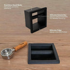 watchget Bottomless Espresso Knock Box, Built-in Coffee Ground Container | Detachable Rubber Rod; Desktop Waste Bin for Commercial Coffee Bar Shop