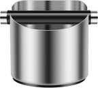 4.3Inch Coffee Knock Box, Stainless Steel Espresso Knock Box,Non Slip Beveled Coffee Ground Bin Large Espresso Dump Bin with Removable Knock Bar