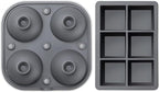 Samuelworld Large Silicone Premium Ice Trays, 2 Inches Big Cubes & 2.5 Inches Sphere Ice Molds - BPA Free, Craft Ice Maker for Gifting, Easy Release - Grey(With Ice Bag)