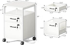 SUPERJARE File Cabinet with Lock & Charging Station, 2 Drawers Rolling Filing Cabinet, Office File Cabinet with Wheels & Open Shelf, for Home Office, A4/Letter Size Files - White