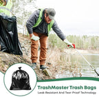 65 Gallon Contractor Heavy Duty Garbage Bags | 30 Bags w/Ties | X-Large 3 MIL Thickness | For Large Commercial Jobs | Construction Clean Up | Trash bags for Yard Clean up - TrashMaster (30)