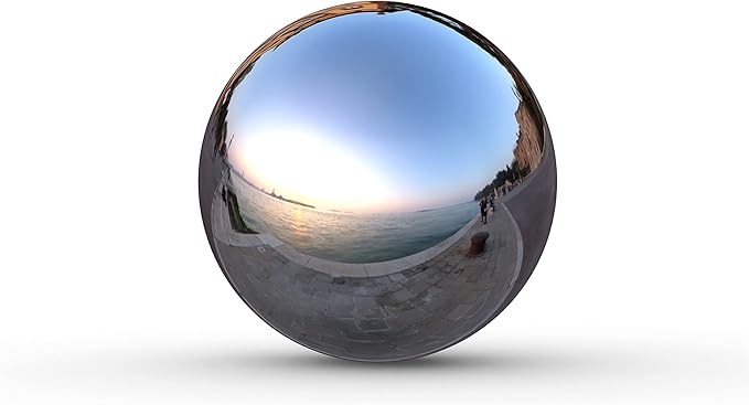 Lulu Decor, Silver Stainless Steel Gazing Mirror Ball Size 12 with Stand