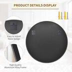 BEAUTYPEAK 40 Inch Round Mirror, Metal Frame Circle Mirror, Wall Mounted for Entryway, Bathroom, Vanity, Living Room, Black
